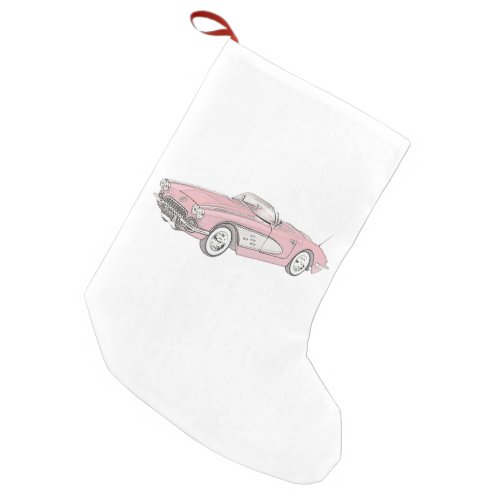 Red 1958 Chevy Corvette Drawing Christmas Stocking