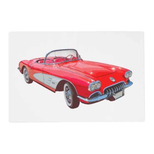 Red 1958 Corvette Convertible Classic Car Placemat
