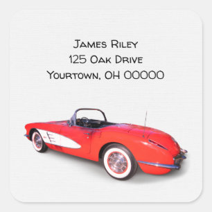 Red 1960 Corvette Square Sticker