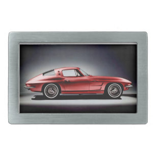 Red 1963 Corvette Sting Ray Belt Buckle