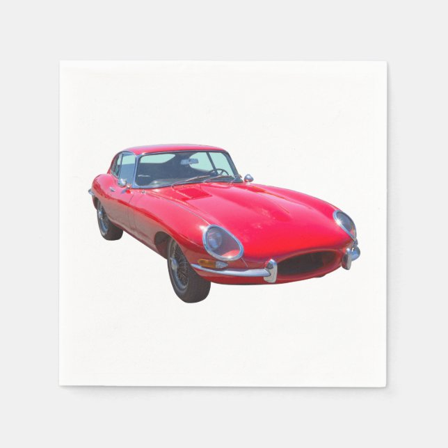 Red 1964 Jaguar XKE Antique Sports Car Napkins (Front)
