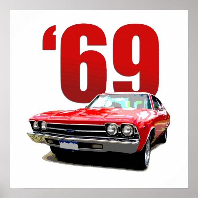 Red 1969 Chevelle coupe front view. Poster (Front)