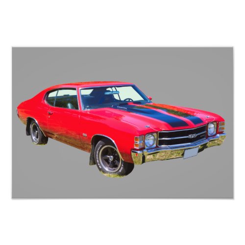 Red 1971 Chevrolet Chevelle SS Muscle Car Photo Print