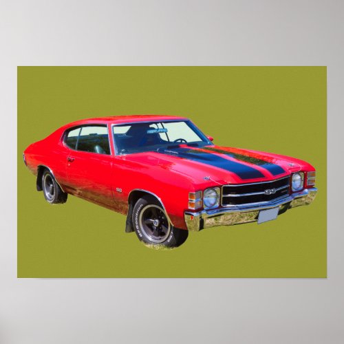 Red 1971 Chevrolet Chevelle SS Muscle Car Poster