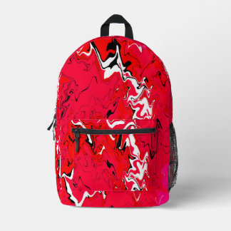 Red #1 Swirl Art Printed Backpack