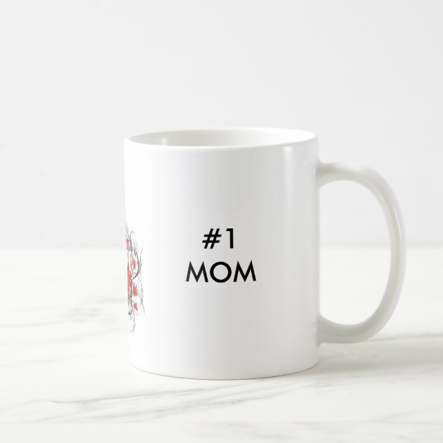 red, #1MOM, #1 MOM Coffee Mug (Right)