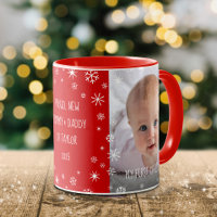 Red 1st Christmas Baby Photo New Mom Dad Custom