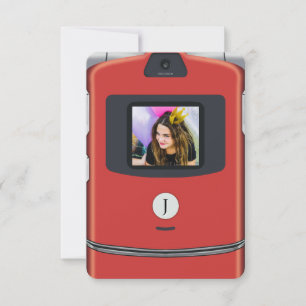 Red 2000s Flip Phone Birthday Invitation