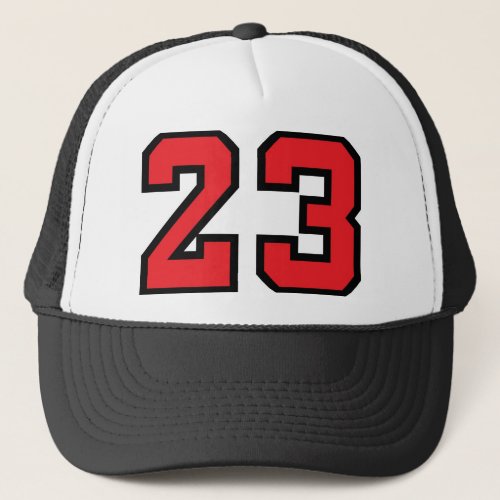 Red 23 trucker hat