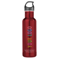 Red 24 oz Custom Logo Printed Stainless Steel Water Bottle