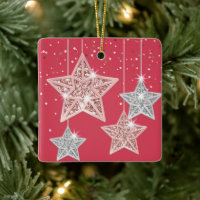 Red 2-sided Hanging Stars Tis Season To Sparkle