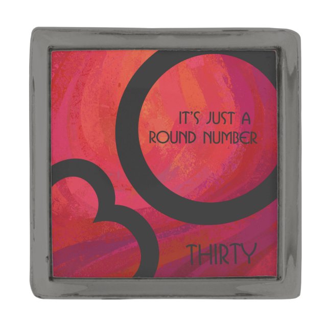 Red 30 Decade Birthday Gunmetal Finish Lapel Pin (Front)