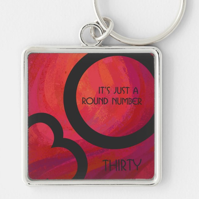 Red 30 Decade Birthday Keychain (Front)