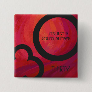 Red 30 Decade Birthday Pinback Button