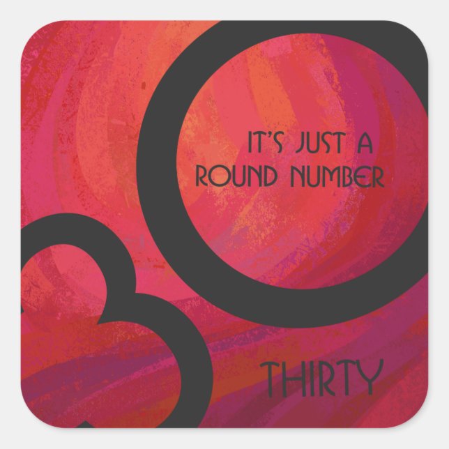Red 30 Decade Birthday Square Sticker (Front)