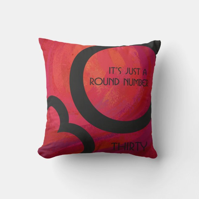 Red 30 Decade Birthday Throw Pillow (Front)