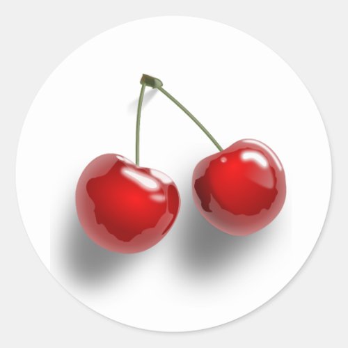 red_31484 red two food fruit cartoon cherries cher classic round sticker