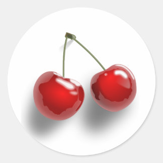 red-31484 red two food fruit cartoon cherries cher classic round sticker