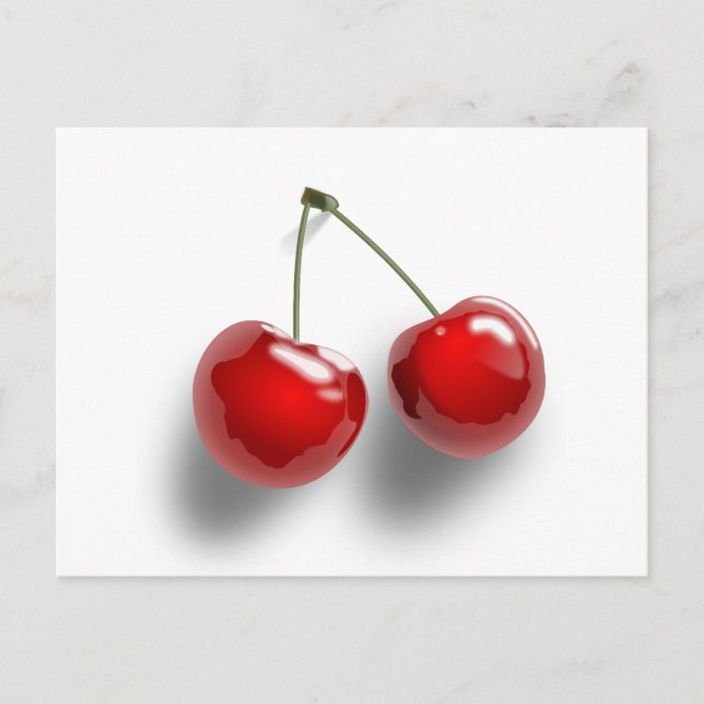 red-31484 red two food fruit cartoon cherries cher postcard (Front)