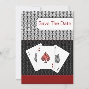 red 3 aces vegas wedding save the date