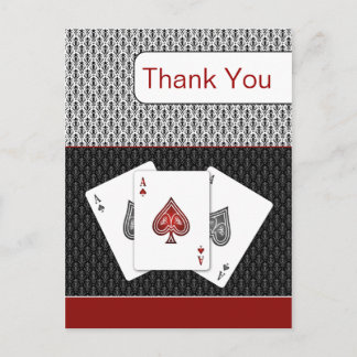 red 3 aces vegas wedding Thank You cards