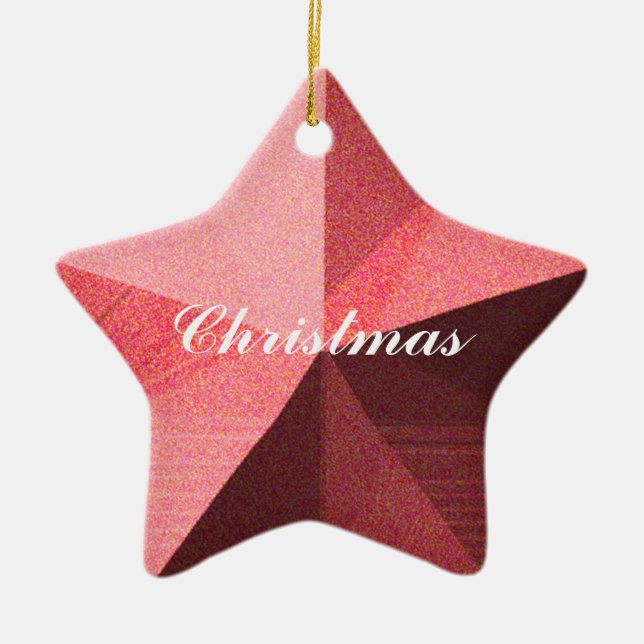 Red 3-D Star Christmas Holiday Ornament Template (Front)