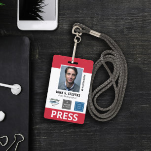 Red 3 Logos Press ID Badge