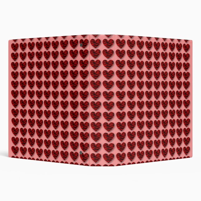 Red 3D  Crackle Hearts Binder (Background)