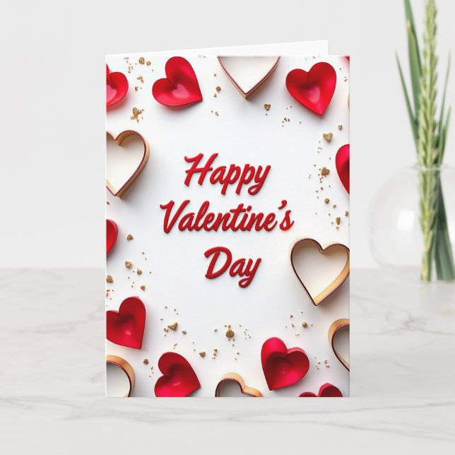 Red 3D Heart Valentines Day Card (Front)