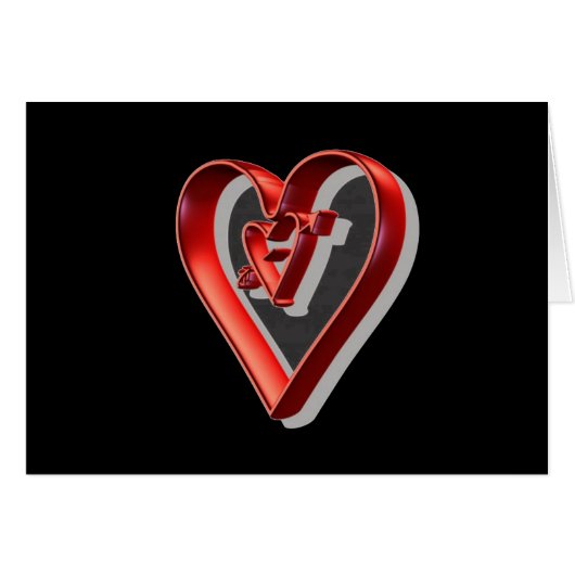 Red 3D Hearts Cards (Front Horizontal)