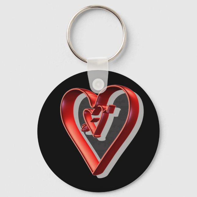 Red 3D Hearts Keychain (Front)