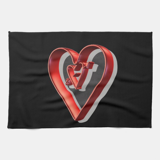 Red 3D Hearts Towel (Horizontal)