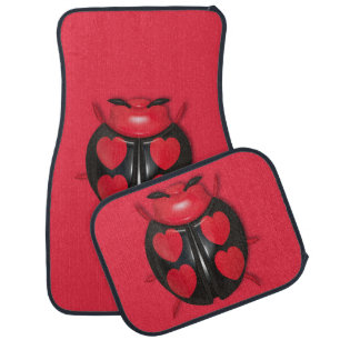 Red 3D "Lil LuvBug" w/Hearts Car Mat Set