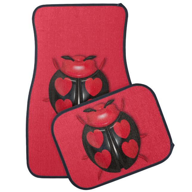 Red 3D "Lil LuvBug" w/Hearts Car Mat Set (Set)
