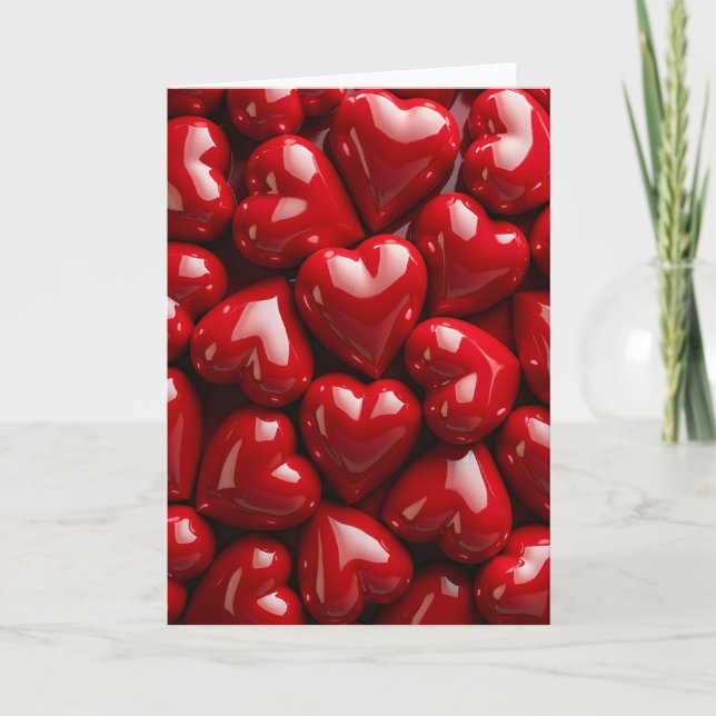 Red 3D Love For Her Valentine Card (Front)