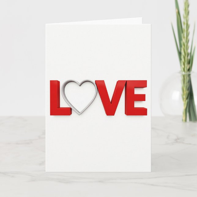 Red 3D Love Heart Valentine Card (Front)