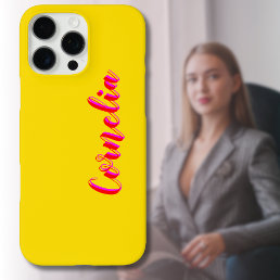 Red 3D Magenta Handwritten Name | Funny Goldenrod iPhone 16 Pro Max Case