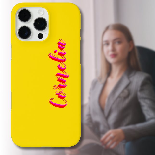 Red 3D Magenta Handwritten Name | Funny Goldenrod Case-Mate iPhone Case (Creator Uploaded)