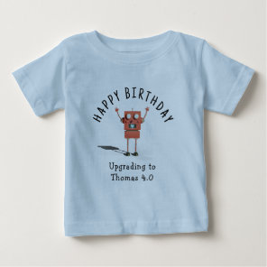 Red 3D robot kids birthday party Baby T-Shirt