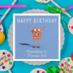 Red 3D robot kids birthday party Napkins<br><div class="desc">3D Robot kids birthday party. Upgrading kids red robot.</div>