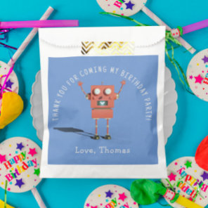 Red 3D robot kids birthday party thank you Favor Bag
