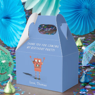 Red 3D robot kids birthday party thank you Favor Boxes