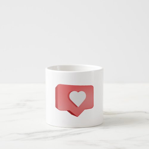 Red 3D Speech Bubble with White Heart Espresso Cup