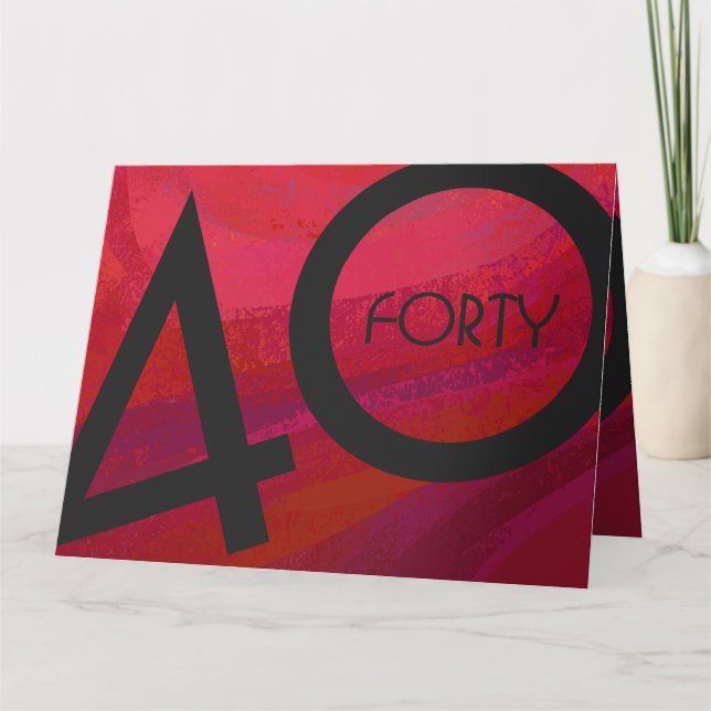 Red 40 Decade Birthday Card (Front)