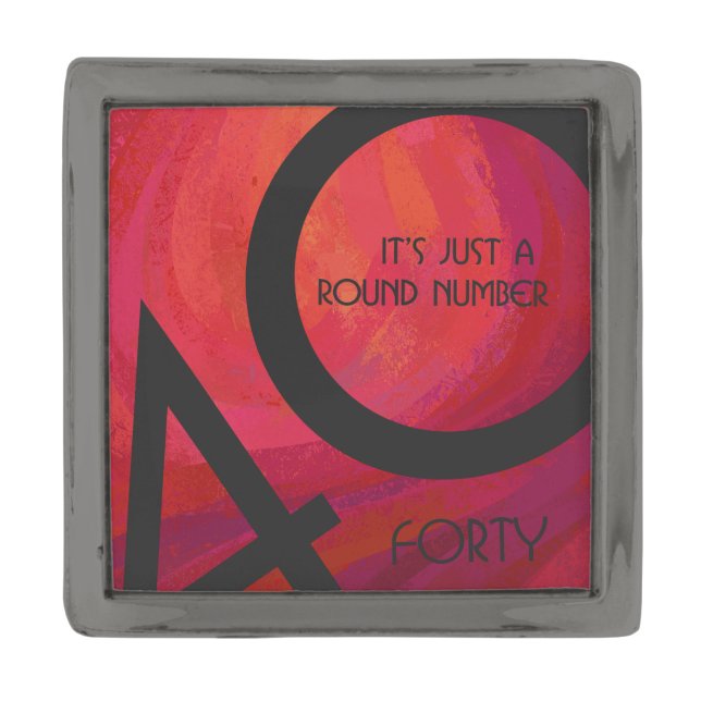 Red 40 Decade Birthday Gunmetal Finish Lapel Pin (Front)