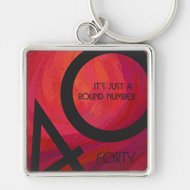 Red 40 Decade Birthday Keychain (Front)