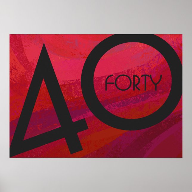 Red 40 Decade Birthday Poster (Front)
