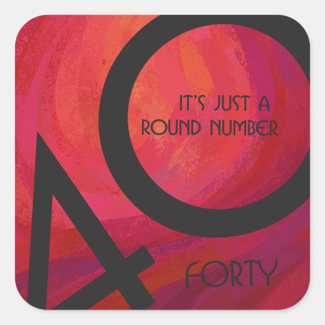 Red 40 Decade Birthday Square Sticker (Front)