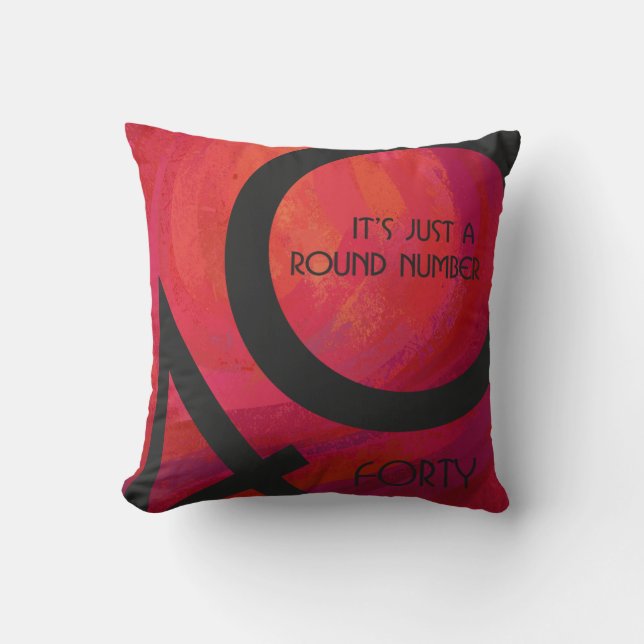 Red 40 Decade Birthdday Throw Pillow (Front)