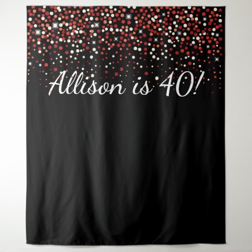 Red 40th birthday confetti design Tapestry